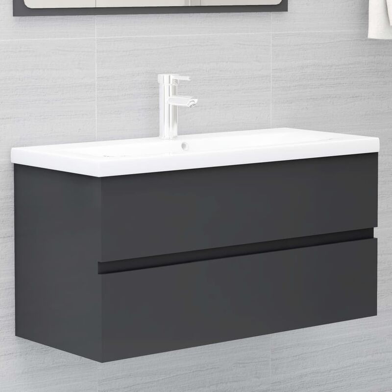 

Mueble con lavabo aglomerado gris