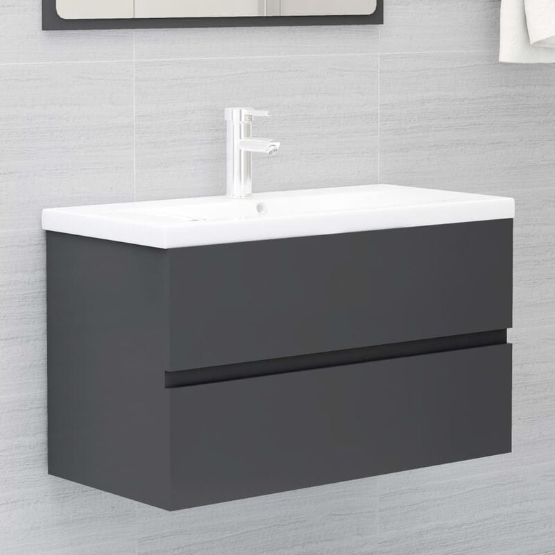 

Mueble con lavabo aglomerado gris