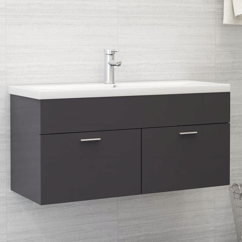 

Mueble con lavabo aglomerado gris brillante