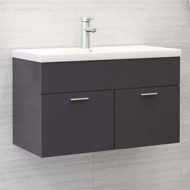 

Mueble con lavabo aglomerado negro brillante