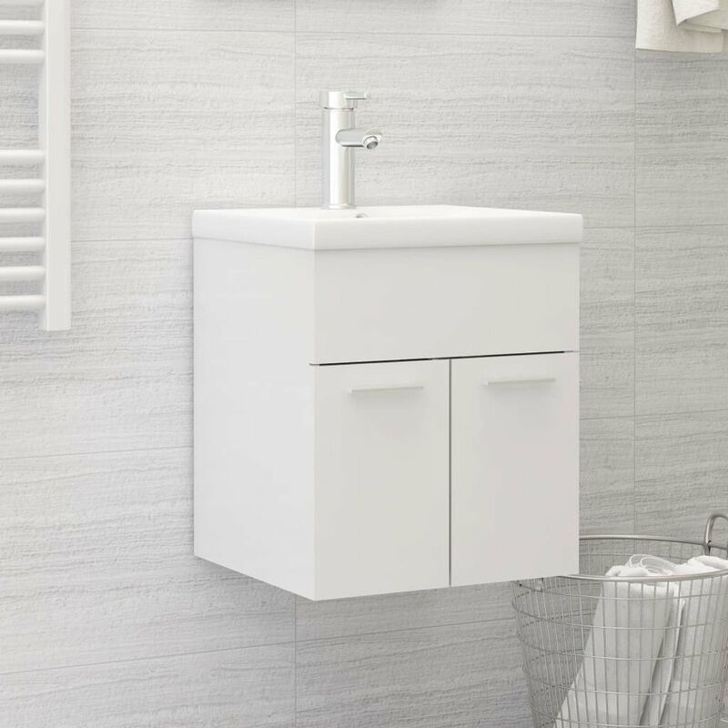 

Mueble con lavabo blanco brillante aglomerado