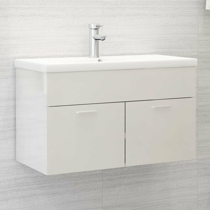 

Mueble con lavabo blanco brillante aglomerado