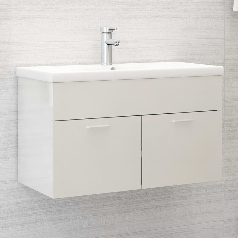 

Mueble con lavabo blanco brillante aglomerado