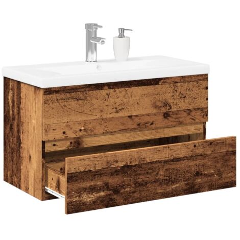 Mueble con lavabo integrado madera envejecida