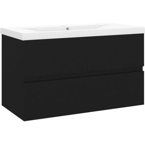 Mueble con lavabo madera de ingeniería negro vidaXL