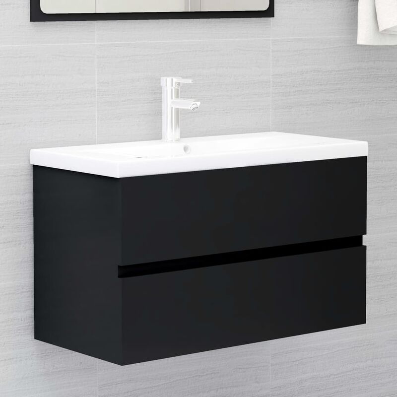 

Mueble con lavabo negro brillante aglomerado