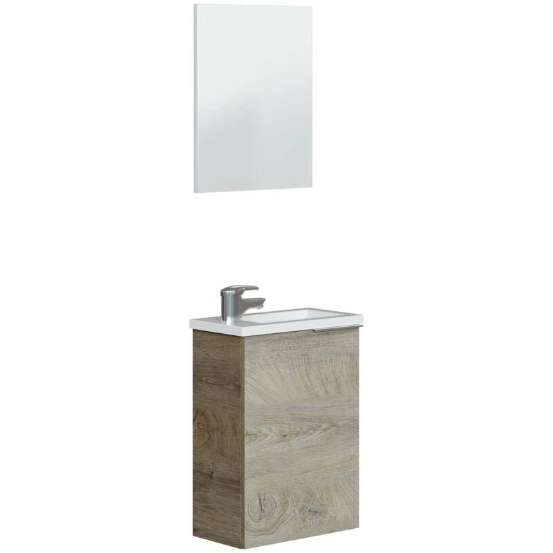 

Mueble con lavabo y espejo, acabado imitación a madera 58 cm(alto)40 cm(ancho)22 cm(largo)