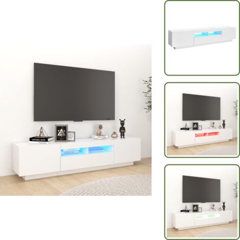 Mueble con luz LED - vidaXL Mueble para TV con luces LED blanco 180x35x40 cm - Armario para TV