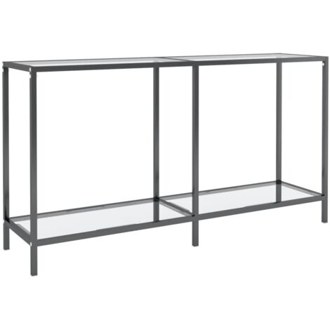 Mueble consola de entrada moderno mesa auxiliar 140 x 35 x 75,5 cm cristal templado transparente y acero DEC032266