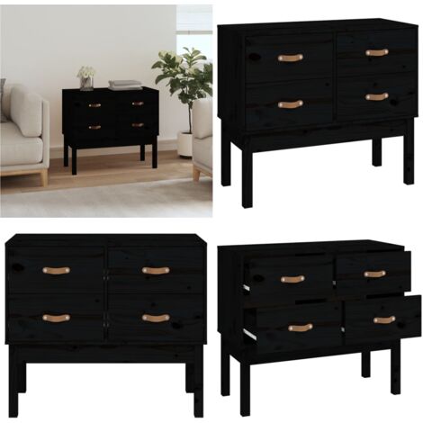 Mueble consola de madera maciza de pino negro 90x40x78 cm - Mueble consola - Armario de pino
