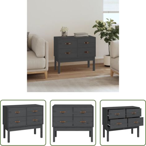 Mueble consola -  Mueble consola de madera maciza de pino gris 90x40x78 cm