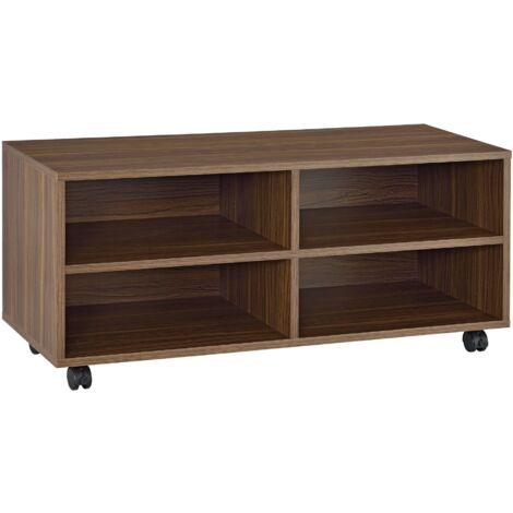 Mueble contenedor con ruedas 90 x 35 x 41 cm imitación madera oscura 030006867