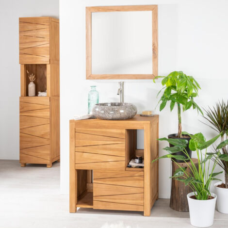 Mueble cuarto de baño de teca maciza Cosy 70 cm