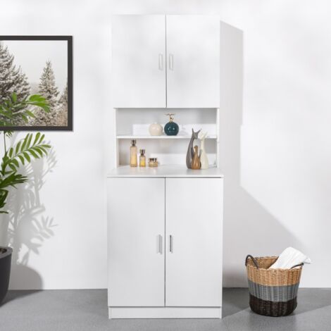 AHD AMAZING HOME DESIGN Mueble cubrelavadora y secadora apilable con puertas de almacenamiento Lario.