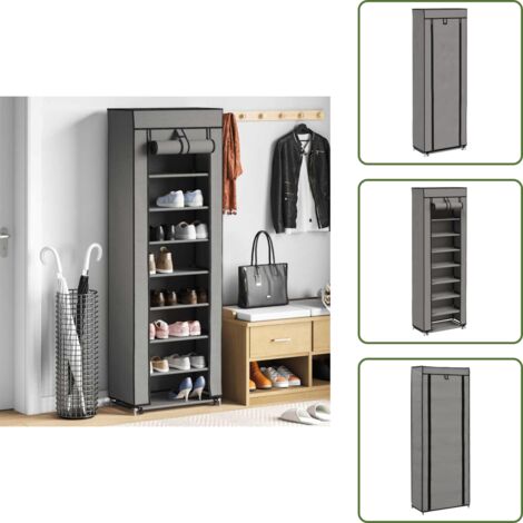 Mueble de 8 niveles - vidaXL Mueble zapatero de tela con funda gris 57x29x162 cm - Mueble de zapatos gris