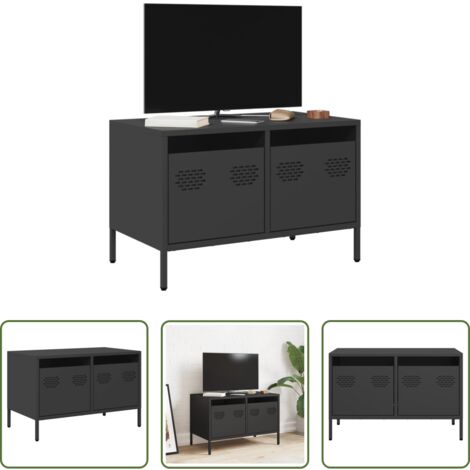 Mueble de acero -  Mueble para TV acero laminado en frío negro 68x39x43,5 cm