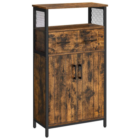 Mueble de almacenaje/aparador 60 x 30 x 108 cm mueble con cajón y balda regulable mueble de baño estructura de acero para salón/cocina estilo industrial marrón rústico y negro 120006442