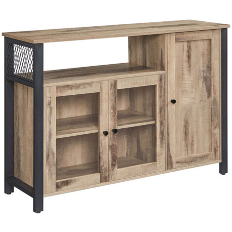 Mueble de almacenaje con aparador y armario de 3 puertas para comedor salón cocina 110 x 33 x 75 cm estilo industrial marrón 120006426