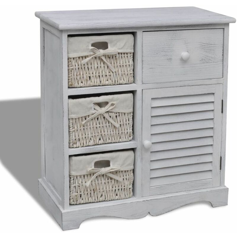 

Mueble de almacenaje de madera con 3 cestas blanco