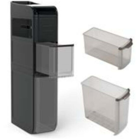 Mueble de almacenaje estrecho 43 x 18 x 88 cm con 2 cajones y 4 ruedas para baño moderno en plástico negro 200016258