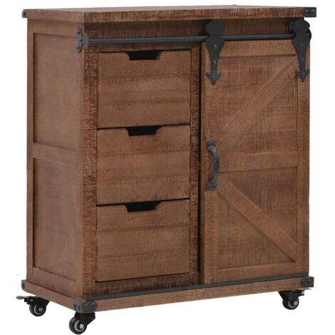 Mueble de almacenaje madera maciza abeto marrón 64x33,5x75 cm