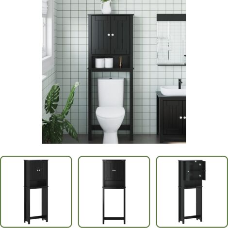 Mueble de almacenaje -  Mueble para inodoro BERG madera maciza negro 60x27x164,5 cm