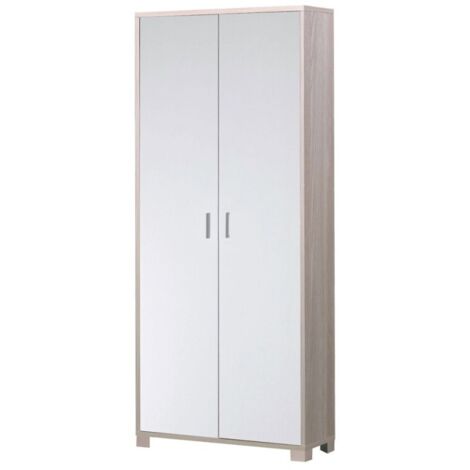 Mueble de almacenaje multiusos 2 puertas 8 baldas regulables Natte - Olmo - Blanco