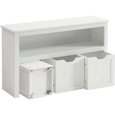 Mueble de almacenaje para juguetes 102 x 30 x 60 cm estantería infantil cómoda con ruedas para salón dormitorio sala de juegos blanco 120006457