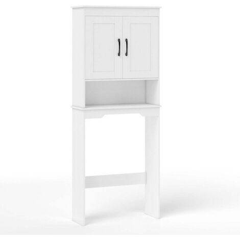 Mueble de almacenaje sobre el inodoro 63 x 24 x 168 cm gran capacidad con balda regulable y cierre de seguridad blanco 200016059