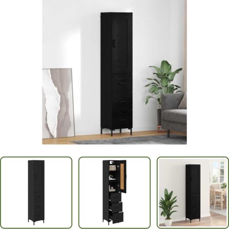 Mueble de almacenamiento -  Alacena Roble Negro 34,5 x 34 x 180 cm Madera contrachapada