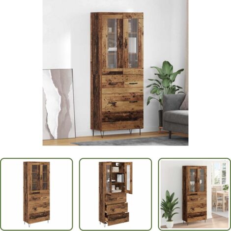 Mueble de almacenamiento -  Aparador alto con cajón Madera envejecida 69,5 x 34 x 90 cm