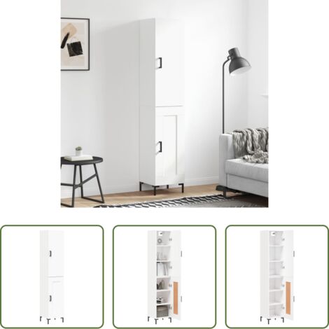 Mueble de almacenamiento -  Aparador alto madera contrachapada blanco 34,5x34x180 cm
