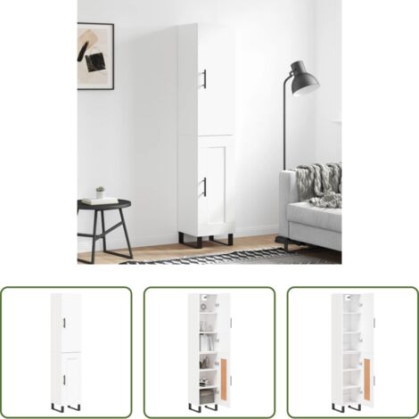 Mueble de almacenamiento -  Aparador alto madera contrachapada blanco 34,5x34x180 cm