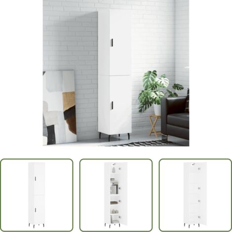 Mueble de almacenamiento -  Aparador alto madera contrachapada blanco 34,5x34x180 cm