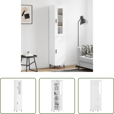 Mueble de almacenamiento -  Aparador alto madera contrachapada blanco 34,5x34x180 cm