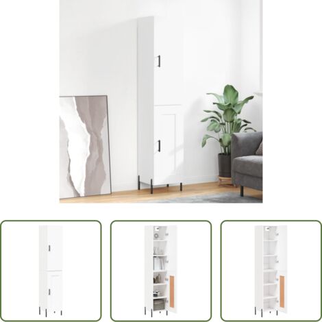 Mueble de almacenamiento -  Aparador alto madera contrachapada blanco 34,5x34x180 cm