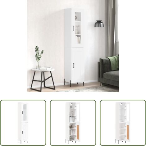 Mueble de almacenamiento -  Aparador alto madera contrachapada blanco 34,5x34x180 cm