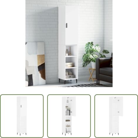 Mueble de almacenamiento -  Aparador alto madera contrachapada blanco 34,5x34x180 cm