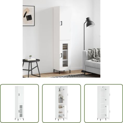 Mueble de almacenamiento -  Aparador alto madera contrachapada blanco 34,5x34x180 cm