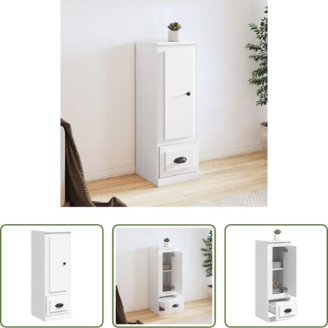 Mueble de almacenamiento -  Aparador alto madera contrachapada blanco 36x35,5x103,5 cm