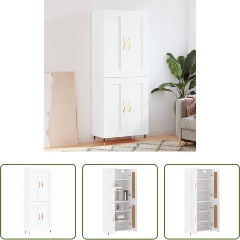 Mueble de almacenamiento -  Aparador alto madera contrachapada blanco 69,5x34x180 cm