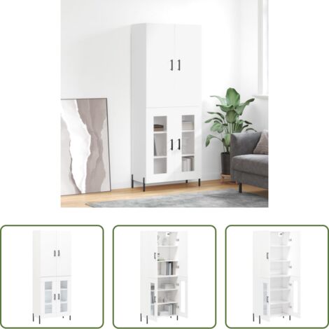 Mueble de almacenamiento -  Aparador alto madera contrachapada blanco 69,5x34x180 cm