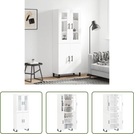 Mueble de almacenamiento -  Aparador alto madera contrachapada blanco 69,5x34x180 cm