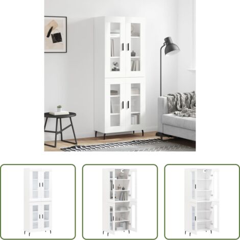 Mueble de almacenamiento -  Aparador alto madera contrachapada blanco 69,5x34x180 cm