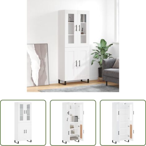 Mueble de almacenamiento -  Aparador alto madera contrachapada blanco 69,5x34x180 cm