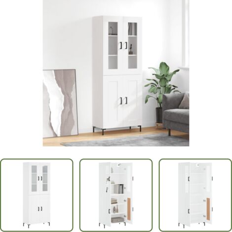 Mueble de almacenamiento -  Aparador alto madera contrachapada blanco 69,5x34x180 cm