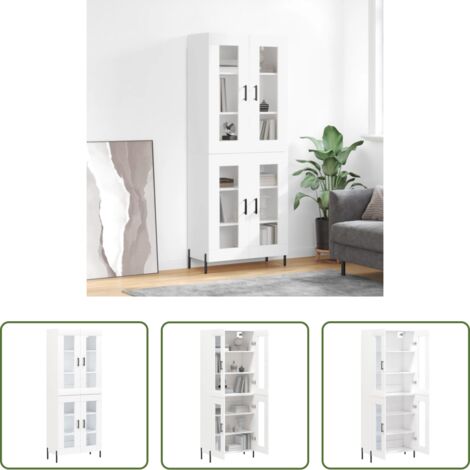 Mueble de almacenamiento -  Aparador alto madera contrachapada blanco 69,5x34x180 cm