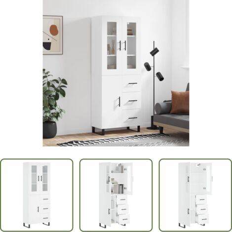 Mueble de almacenamiento -  Aparador alto madera contrachapada blanco 69,5x34x180 cm