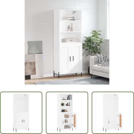 Mueble de almacenamiento -  Aparador alto madera contrachapada blanco 69,5x34x180 cm