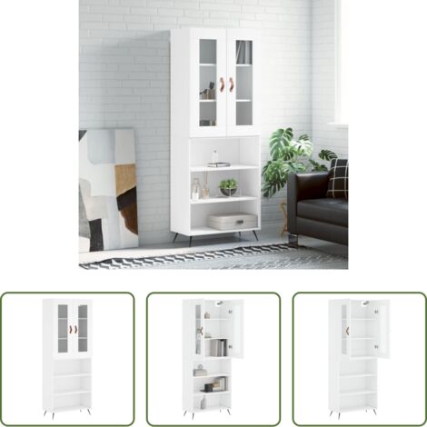 Mueble de almacenamiento -  Aparador alto madera contrachapada blanco 69,5x34x180 cm